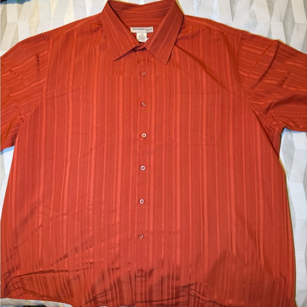 Elegant Orange Striped Button-Down Shirt for Men